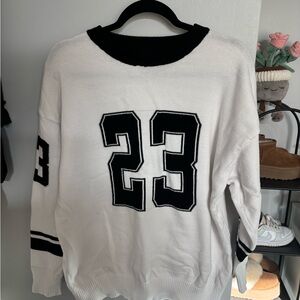White and Black Number 23 Sweater